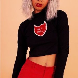 VALFRE LETTUCE EDGE BLACK CROP TOP GO 2 HELL